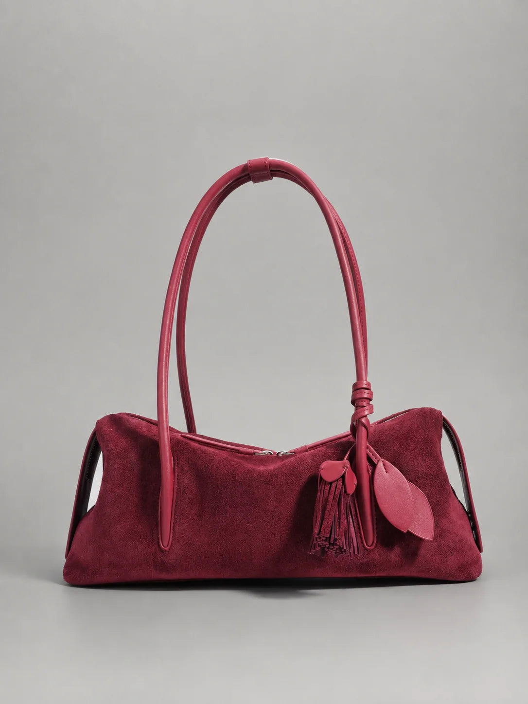 Shoulder Bag Genuine Leather & Suede Pillow Shape
