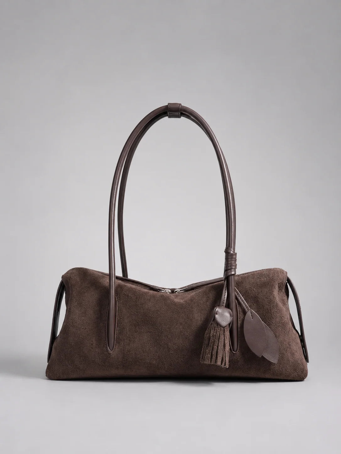 Shoulder Bag Genuine Leather & Suede Pillow Shape