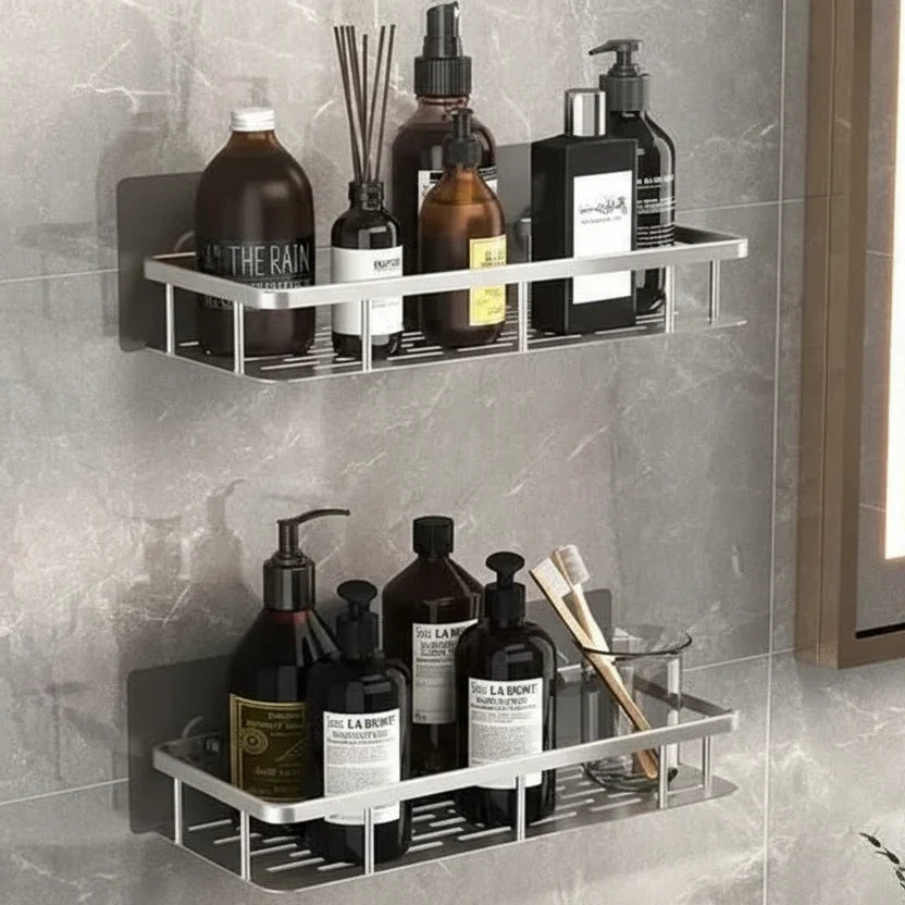 Shower Caddy Stainless Steel No-Drill Adhesive Mount Holds 11 Lb