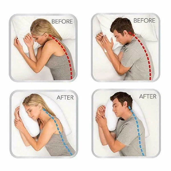 Side Sleeper Pillow Contoured Design Ear Pressure Relief Neck Support