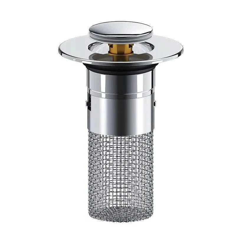 Sink Drain Stopper Press-To-Seal Hair Catcher