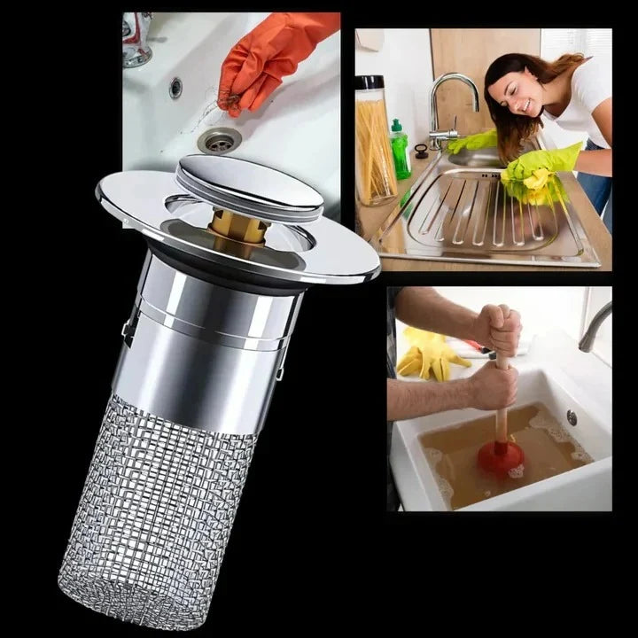 Sink Stopper Pop-Up Dual-Layer Odor Seal Removable Strainer