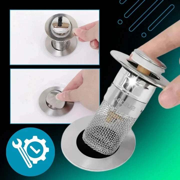 Sink Stopper Pop-Up Dual-Layer Odor Seal Removable Strainer