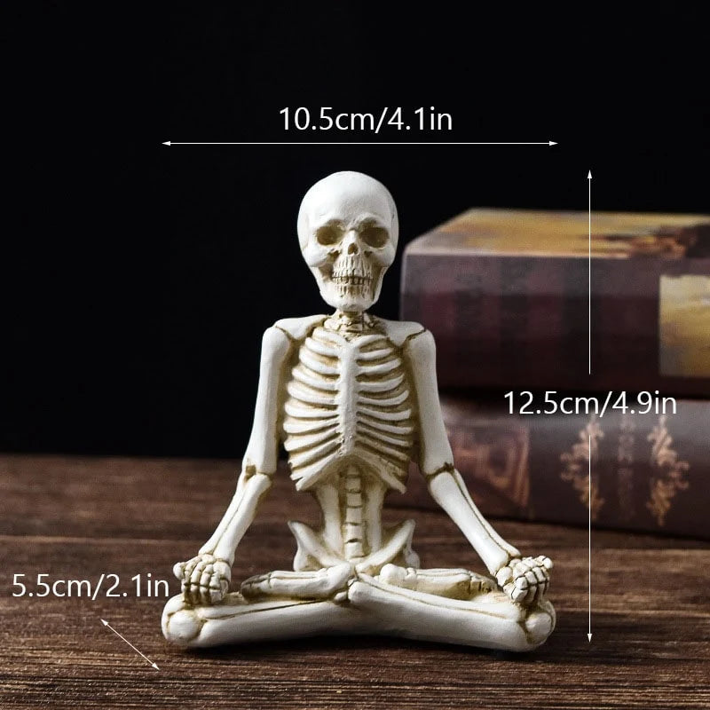 Skeleton Figurine Cast Resin Yoga Pose Decor