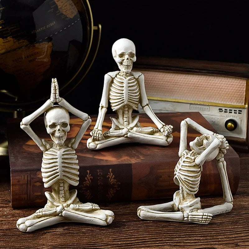 Skeleton Figurine Cast Resin Yoga Pose Decor
