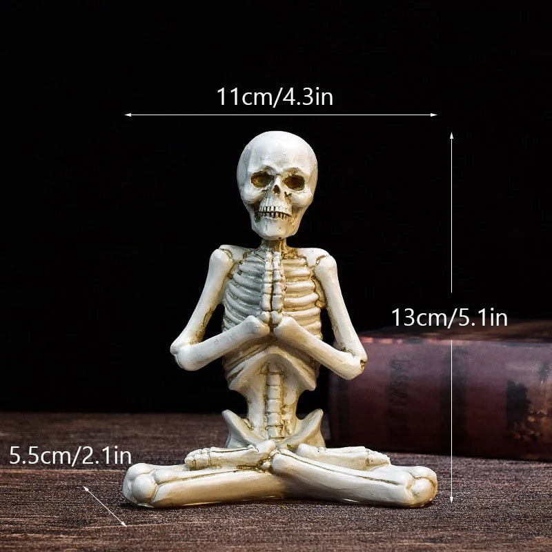 Skeleton Figurine Cast Resin Yoga Pose Desk Décor