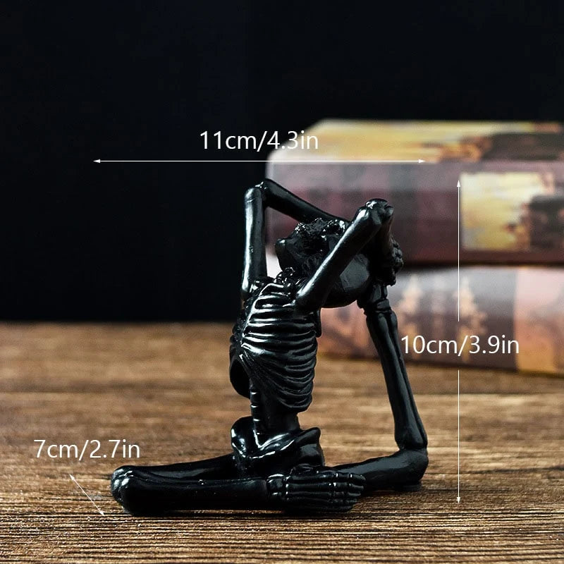 Skeleton Figurine Cast Resin Yoga Pose Desk Décor