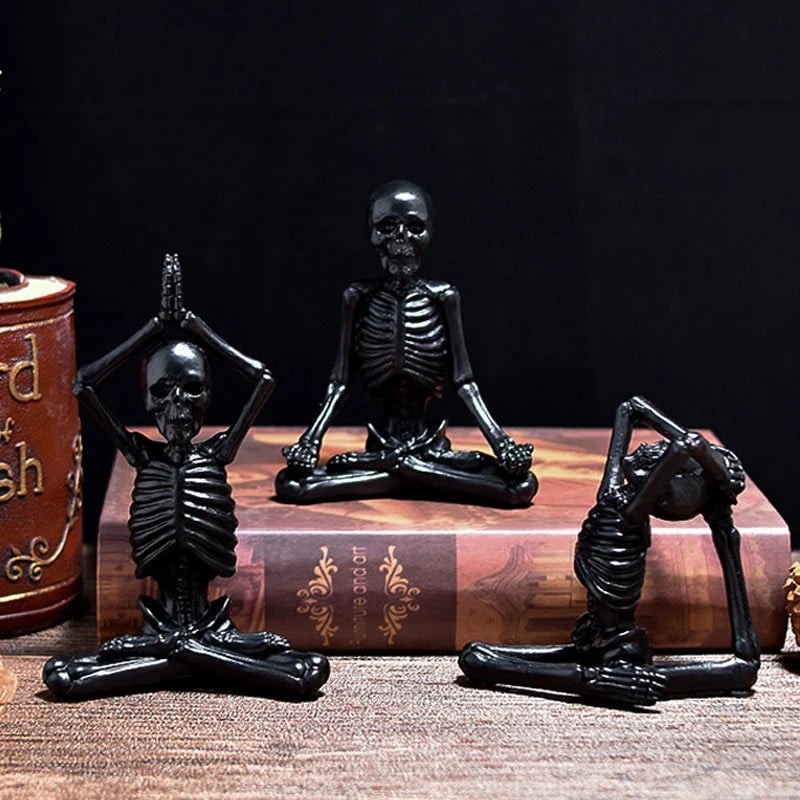 Skeleton Figurine Cast Resin Yoga Pose Desk Décor