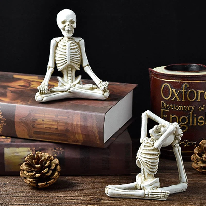 Skeleton Figurine Cast Resin Yoga Pose Desk Décor