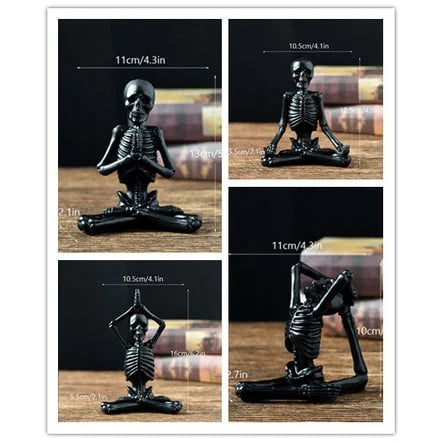 Skeleton Figurine Cast Resin Yoga Pose Desk Décor