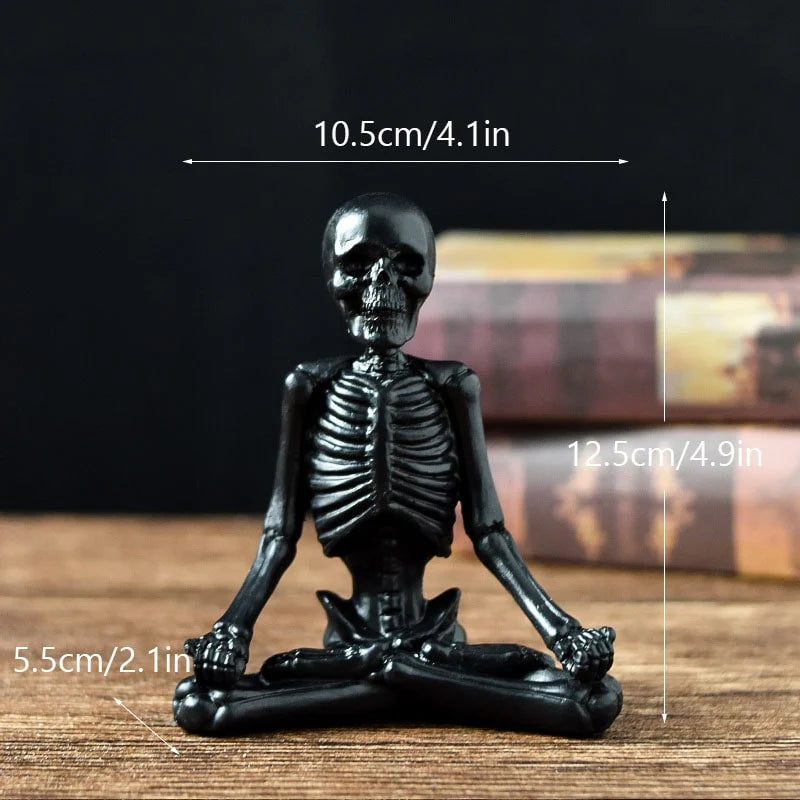 Skeleton Figurine Cast Resin Yoga Pose Desk Décor