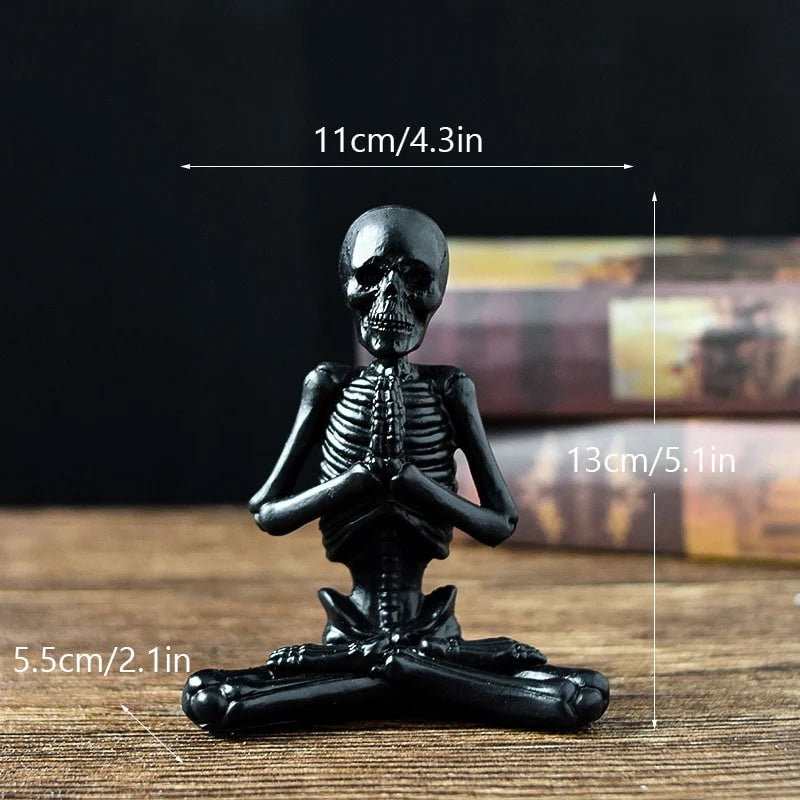 Skeleton Figurine Cast Resin Yoga Pose Desk Décor