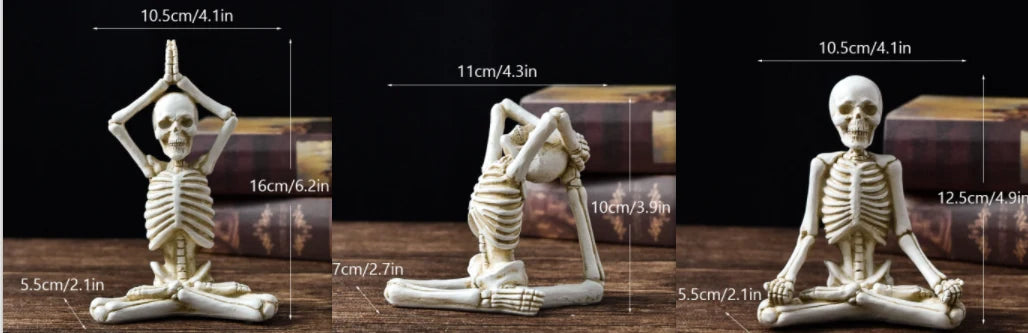 Skeleton Figurine Cast Resin Yoga Pose Desk Décor