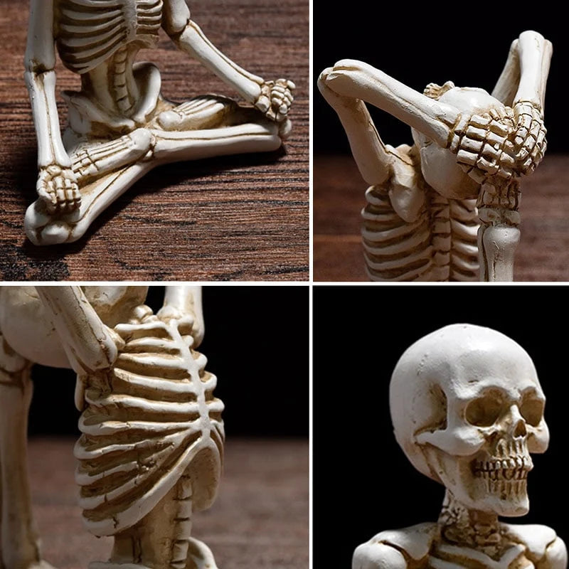 Skeleton Figurine Cast Resin Yoga Pose Desk Décor
