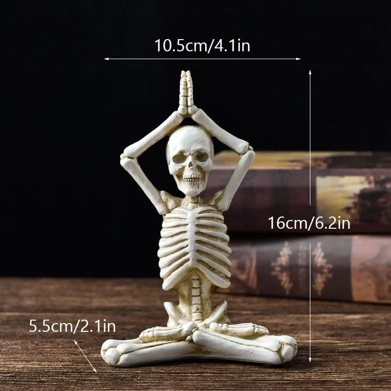 Skeleton Figurine Cast Resin Yoga Pose Desk Décor
