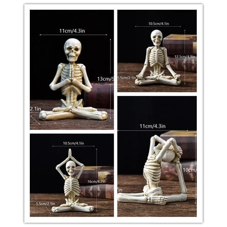 Skeleton Figurine Cast Resin Yoga Pose Desk Décor