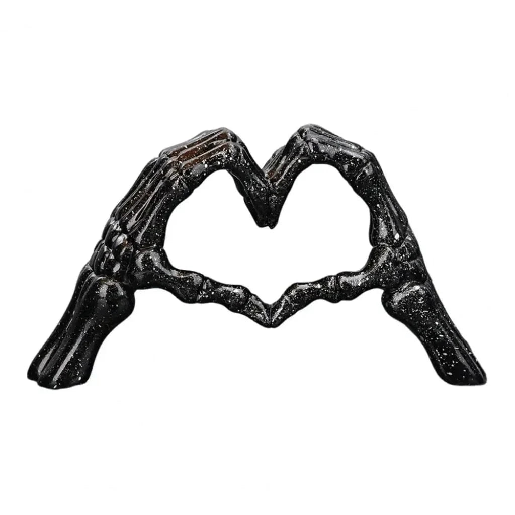 Skeleton Figurine Resin Heart-Shaped Hands Self-Standing