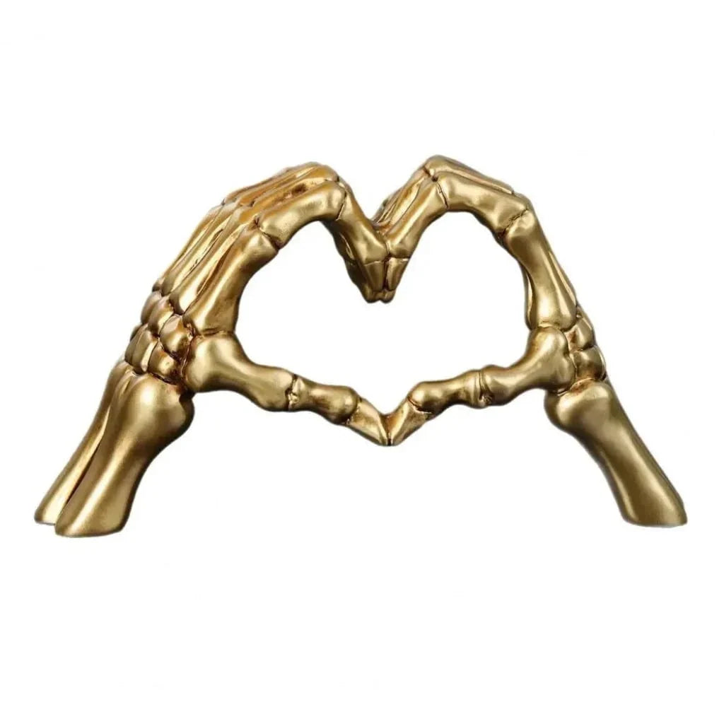 Skeleton Figurine Resin Heart-Shaped Hands Self-Standing