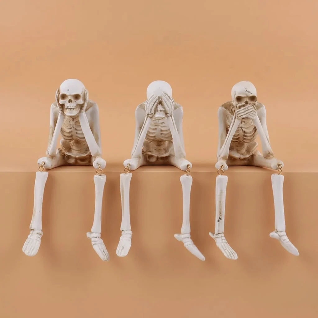 Skeleton Shelf Sitter Figurines Resin Set of 3