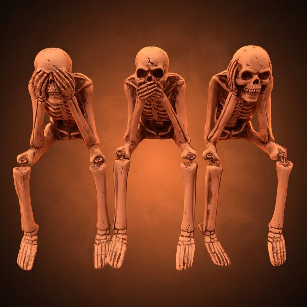 Skeleton Shelf Sitter Figurines Resin Set of 3