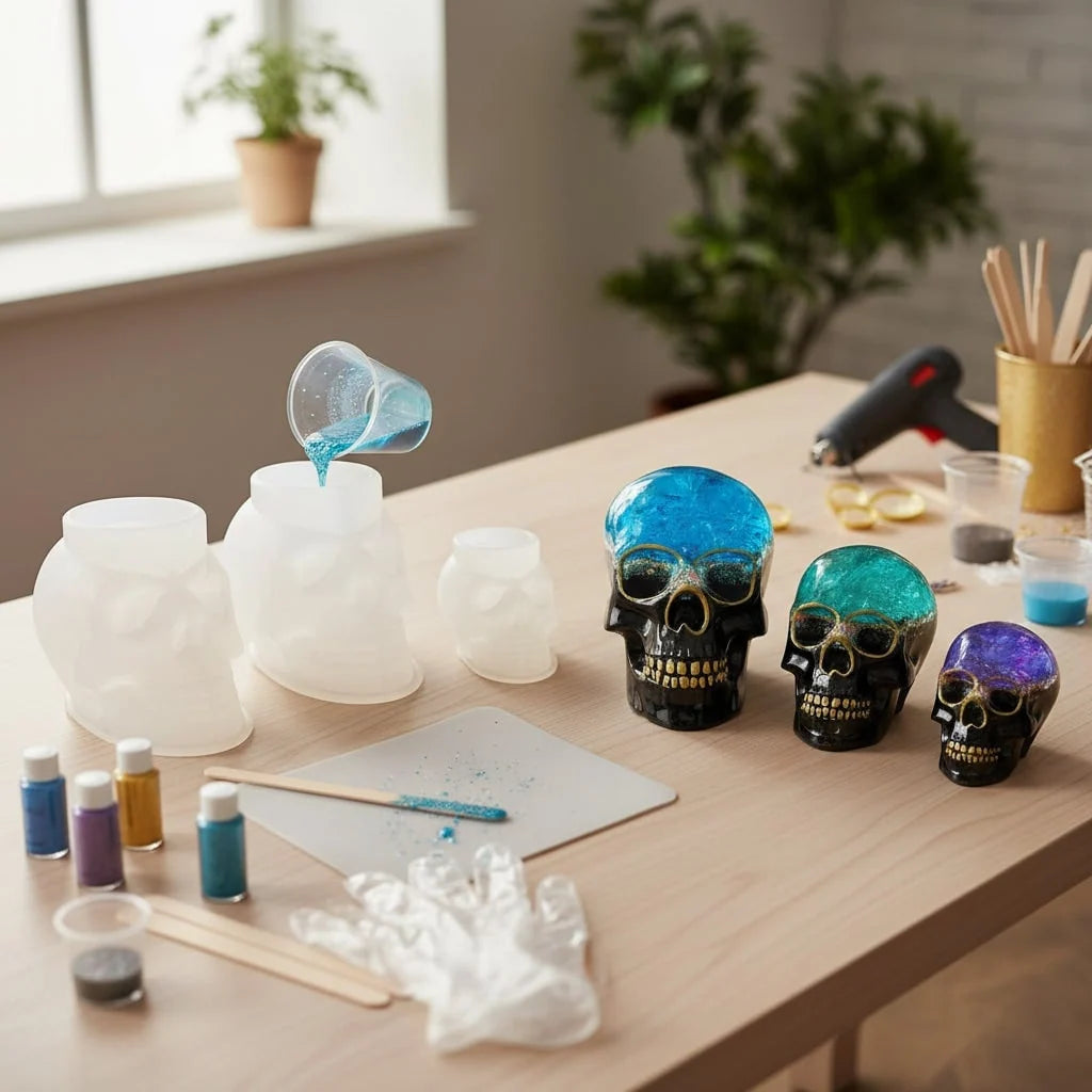 Skull Silicone Mold Flexible Reusable for Resin & Candle Making