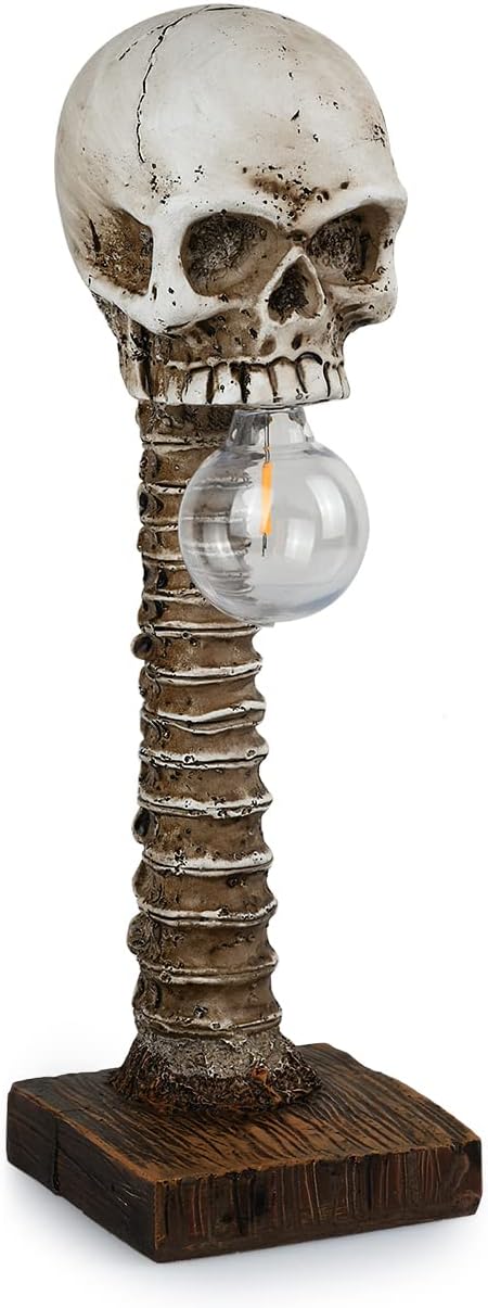 Skull Table Lamp Hand-Painted Resin Spine-Inspired Base