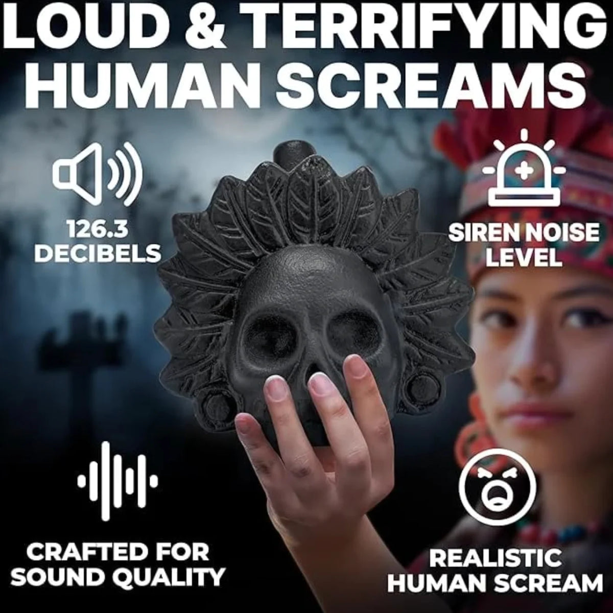 Skull Whistle Ceramic 126.3 dB Screaming Sound