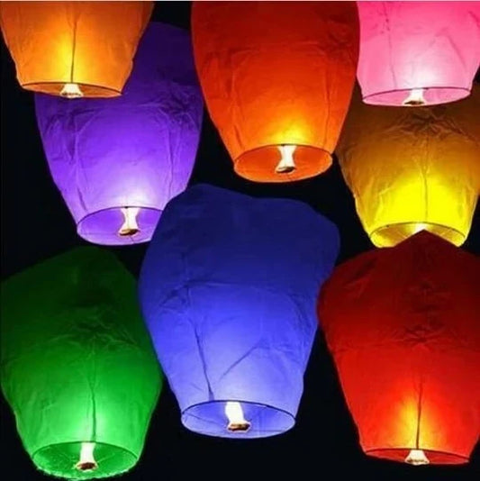 Sky Lanterns Multicolor Set of 10 Manual Ignition