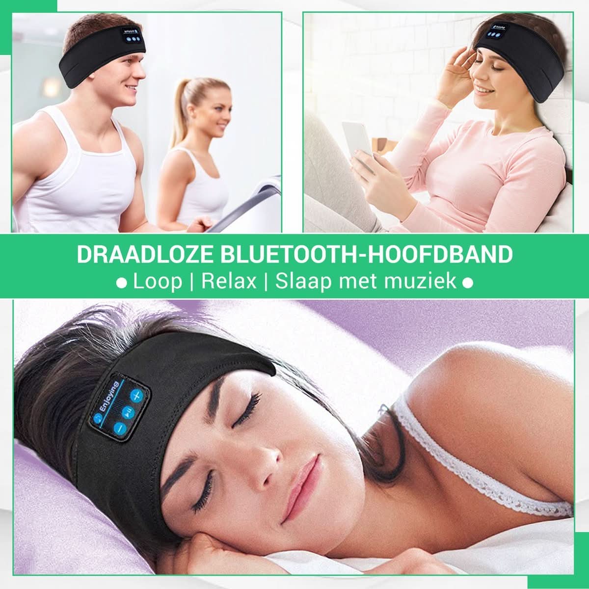 Sleep Headband Bluetooth Speakers 10-Hour Playback Washable Fabric