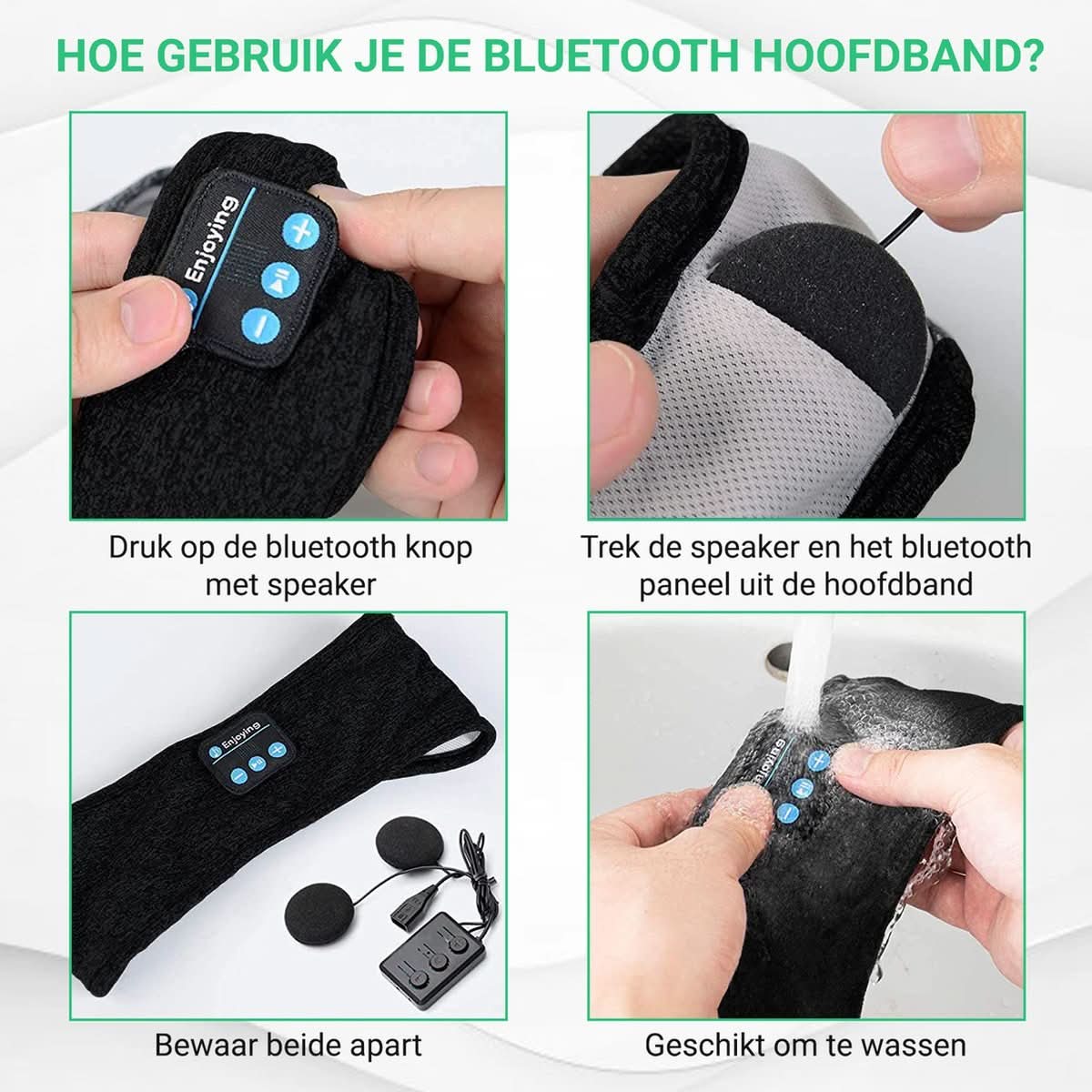 Sleep Headband Bluetooth Speakers 10-Hour Playback Washable Fabric