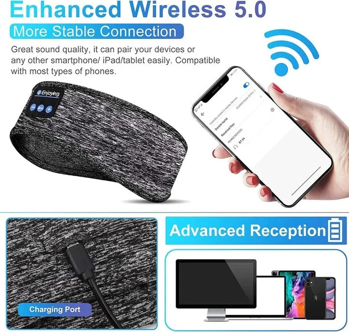 Sleep Mask Headband Bluetooth Speakers Light-Blocking Cotton