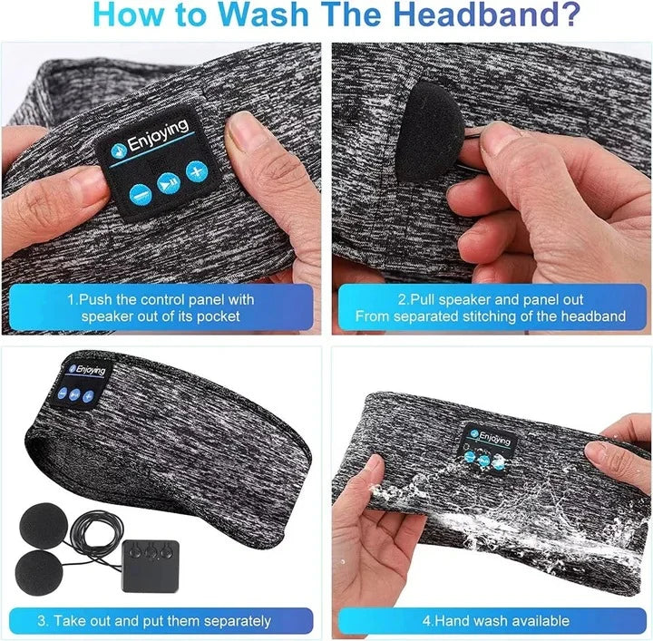 Sleep Mask Headband Bluetooth Speakers Light-Blocking Cotton