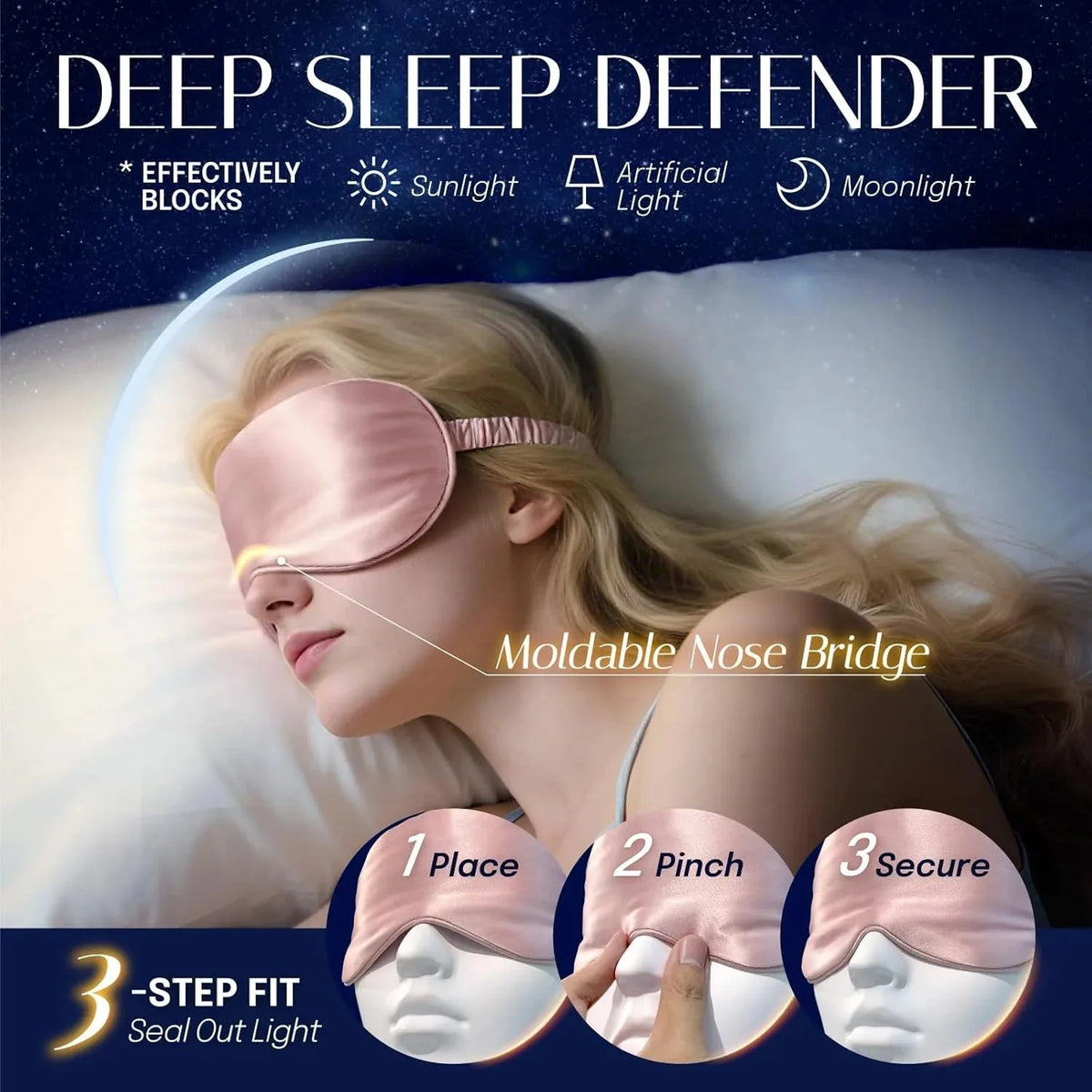 Sleep Mask Mulberry Silk Light-Blocking Set of 2