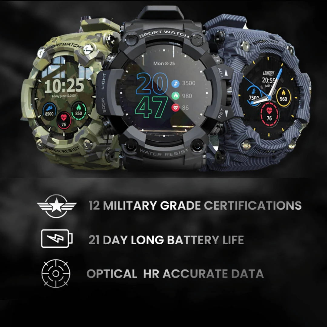 Smartwatch Rugged Water & Dust Resistant Health Tracking