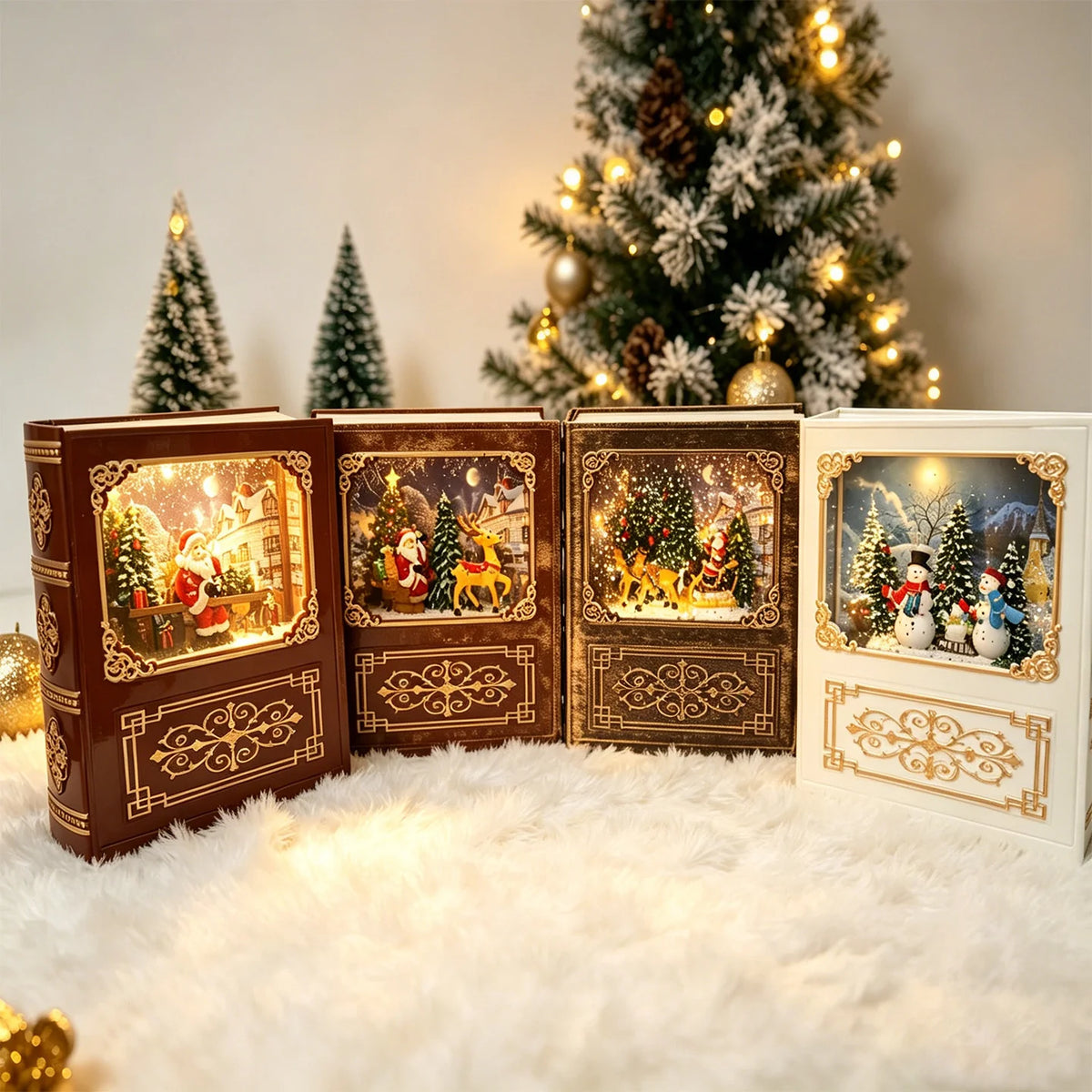 Snow Globe Decoration LED Santa Scene Tabletop Christmas Decor