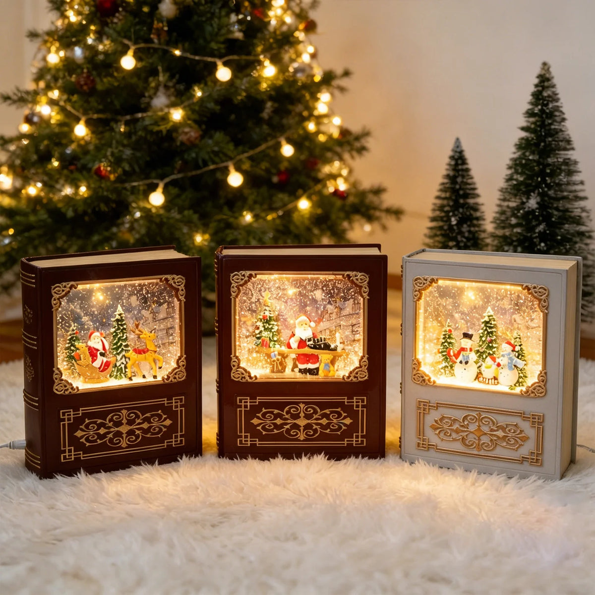 Snow Globe Decoration LED Santa Scene Tabletop Christmas Decor