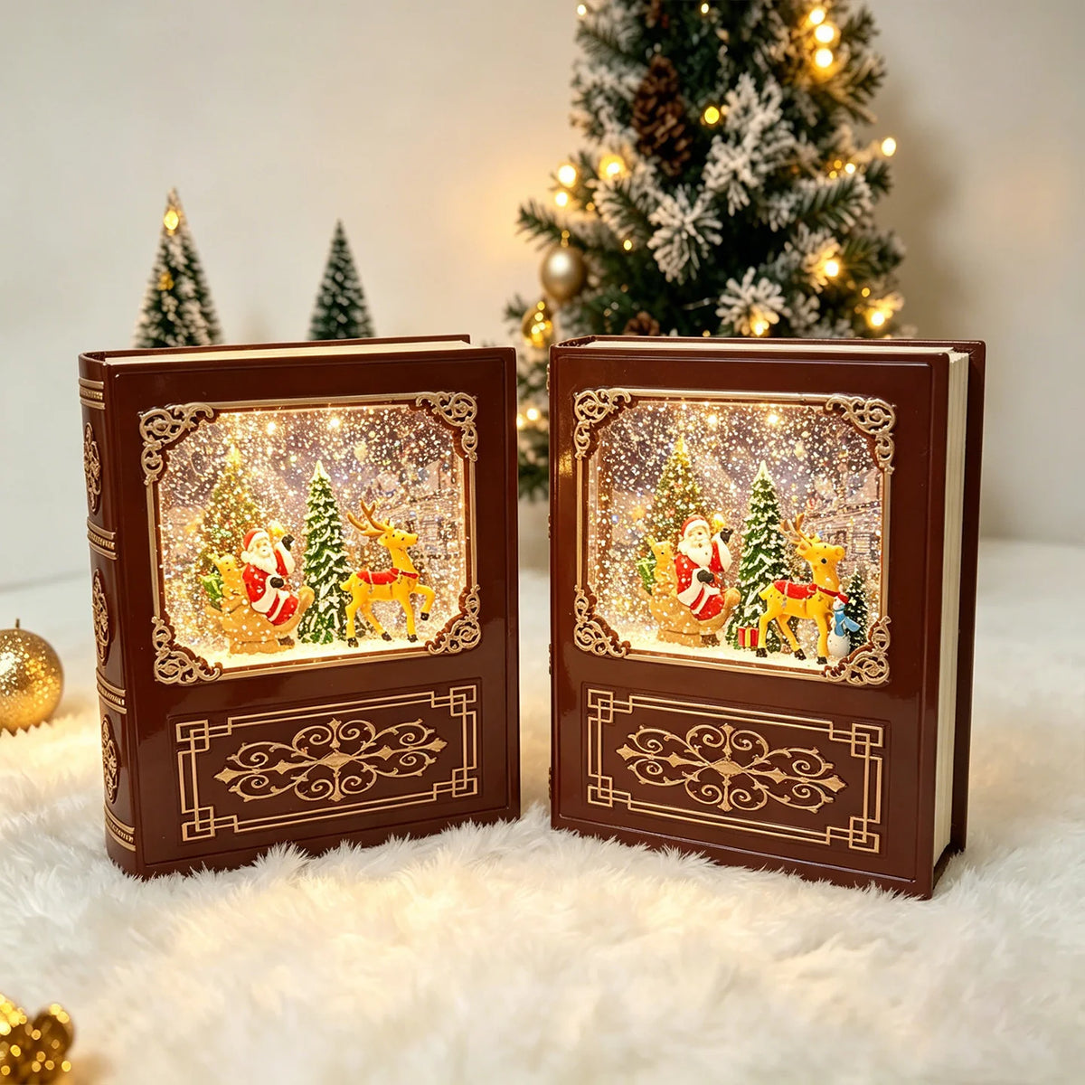 Snow Globe Decoration LED Santa Scene Tabletop Christmas Decor