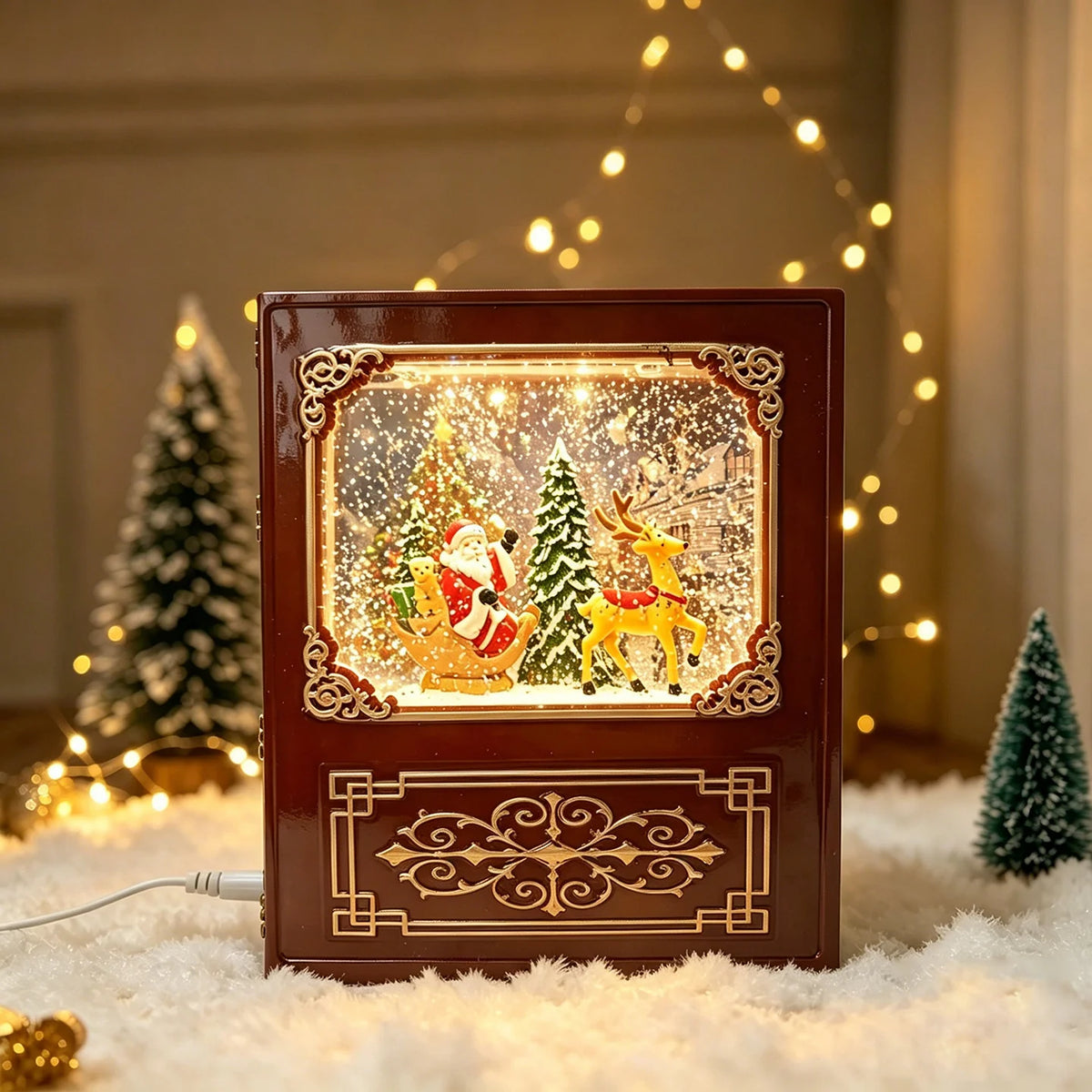 Snow Globe Decoration LED Santa Scene Tabletop Christmas Decor