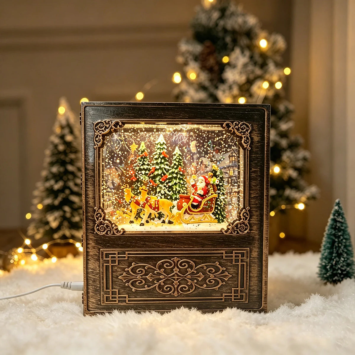 Snow Globe Decoration LED Santa Scene Tabletop Christmas Decor