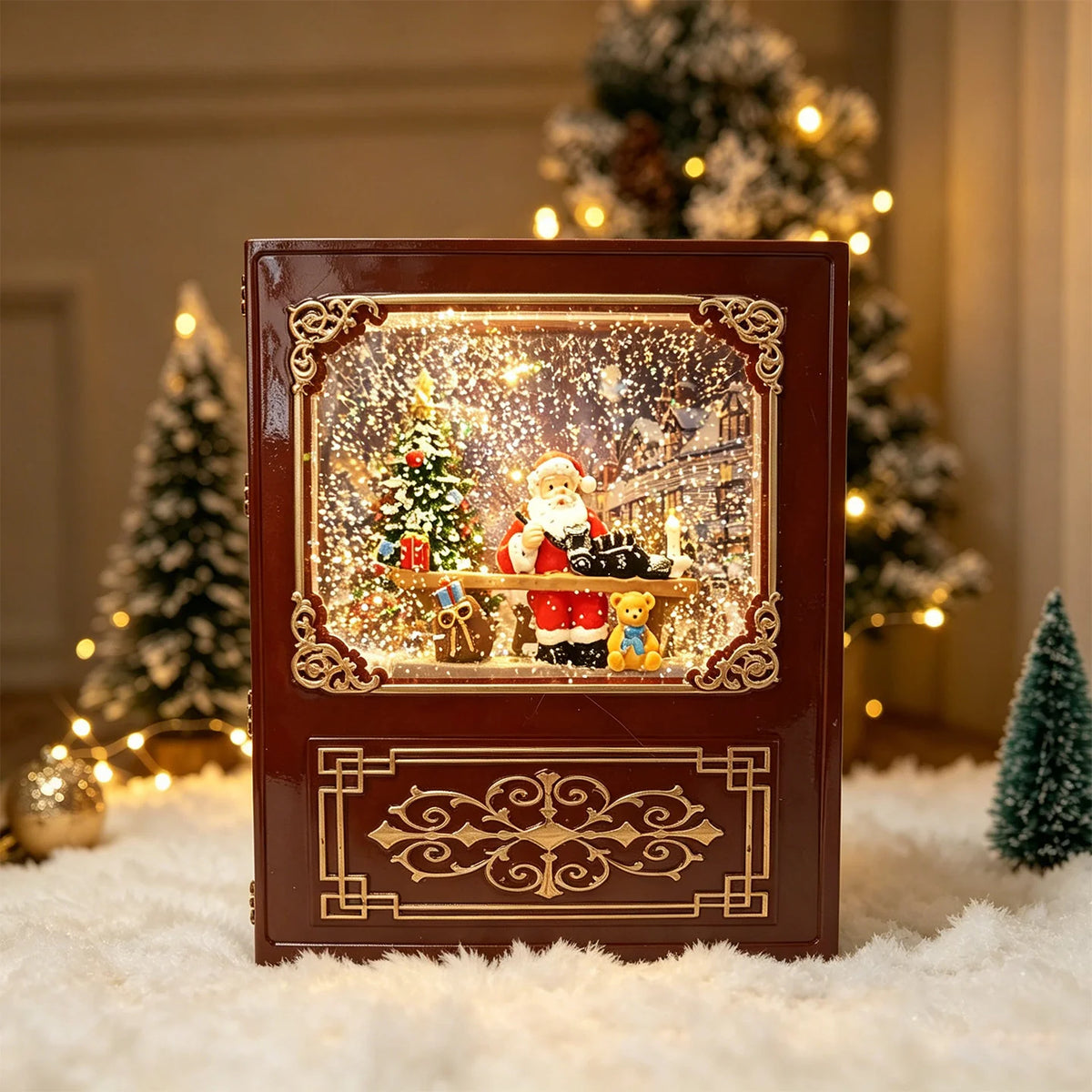 Snow Globe Decoration LED Santa Scene Tabletop Christmas Decor