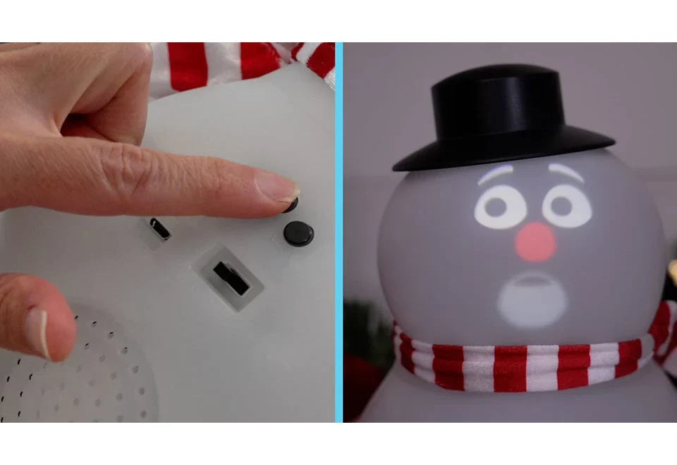 Snowman Decoration Animated LED Projector Built-In Speaker