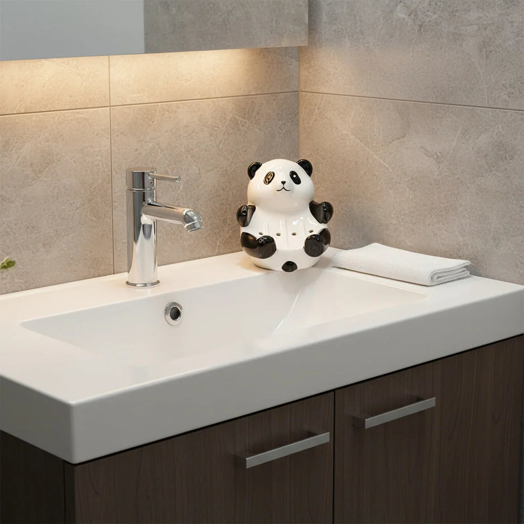 Soap Dispenser Ceramic Panda Design Compact Countertop Style