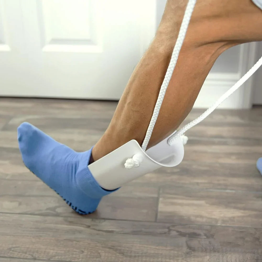 Sock Aid Sponge Grip Lining Long Fabric Straps