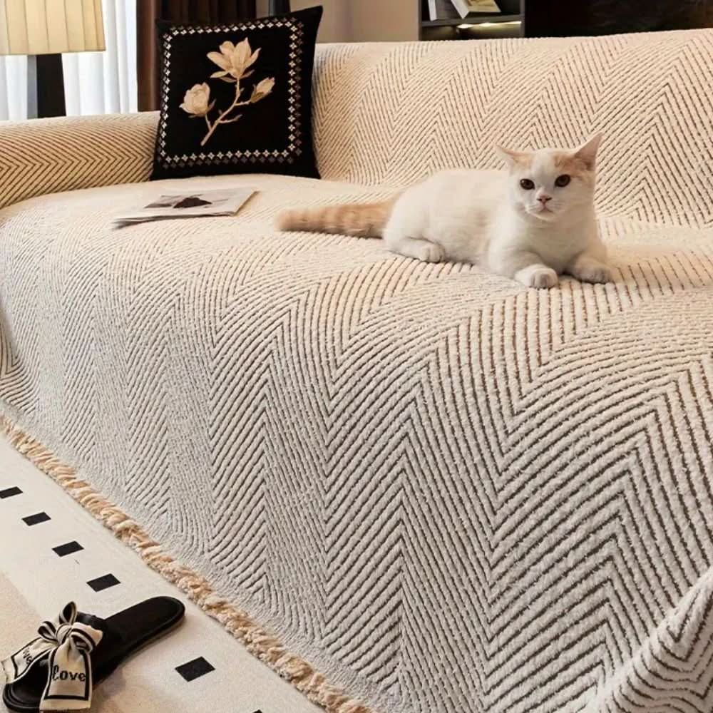 Sofa Cover Herringbone Splash-Resistant Non-Slip