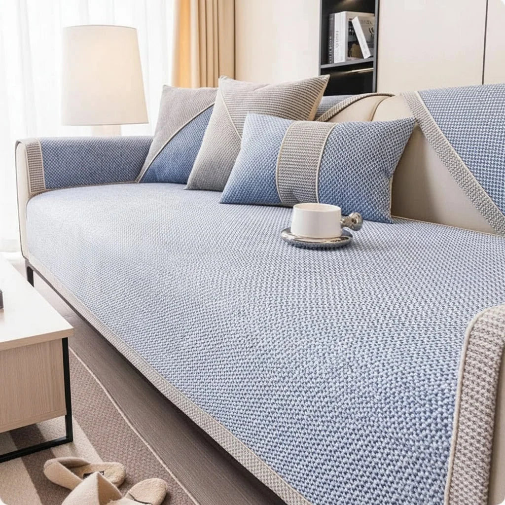 Sofa Cover Modular Quilted Non-Slip Cotton-Linen Blend