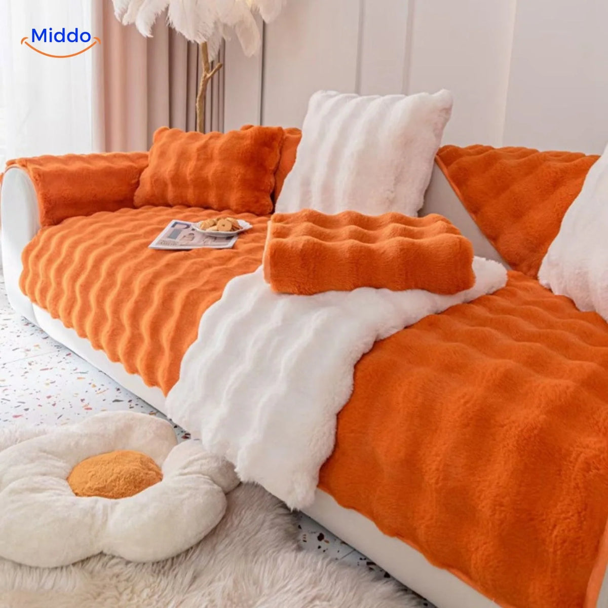 Sofa Cover Plush Non-Slip Scratch-Resistant Machine-Washable
