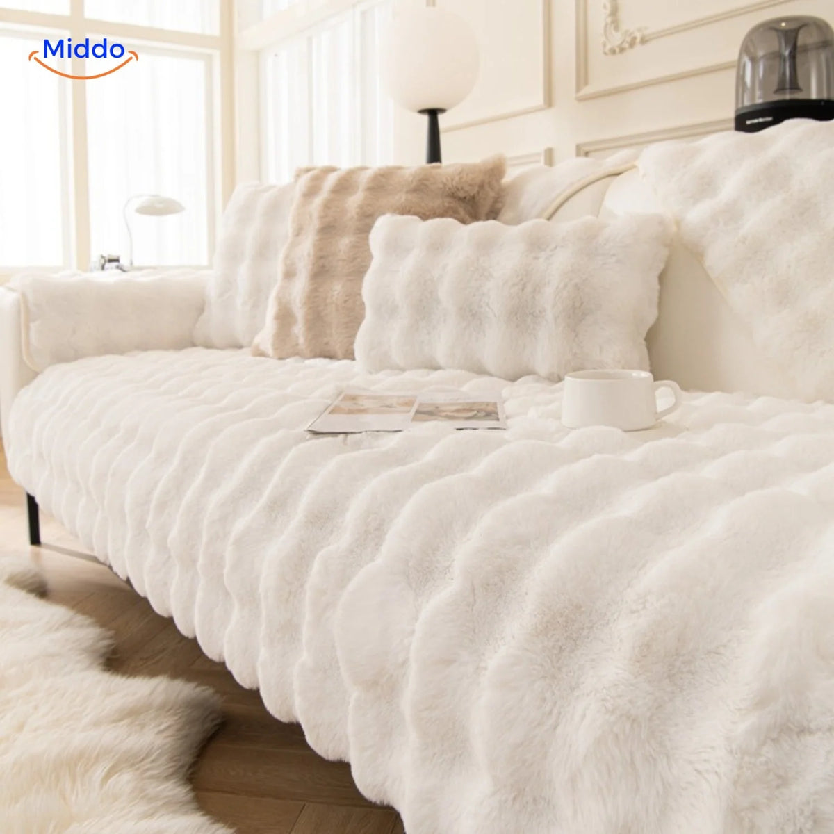 Sofa Cover Plush Non-Slip Scratch-Resistant Machine-Washable