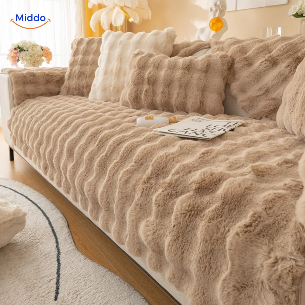 Sofa Cover Plush Non-Slip Scratch-Resistant Machine-Washable