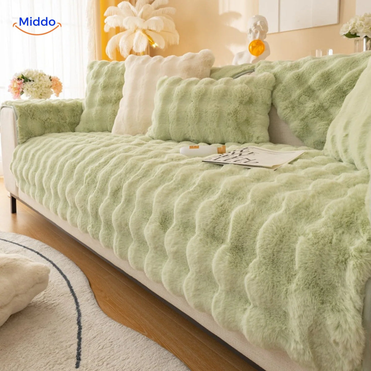 Sofa Cover Plush Non-Slip Scratch-Resistant Machine-Washable