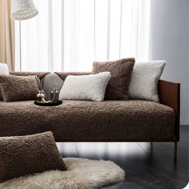 Sofa Cover Teddy Fleece Non-Slip Machine-Washable